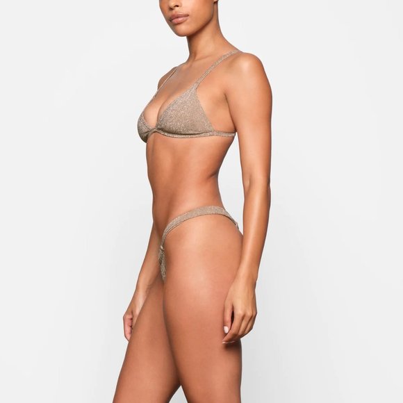 Skims Glitter Swim Ruched Bikini Tanga - Sienna - Picture 3 of 5